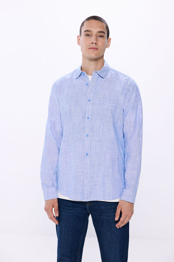 Springfield Camisa estructura bicolor azul