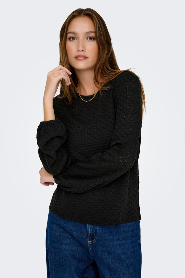 Only Blusa textura manga larga negro