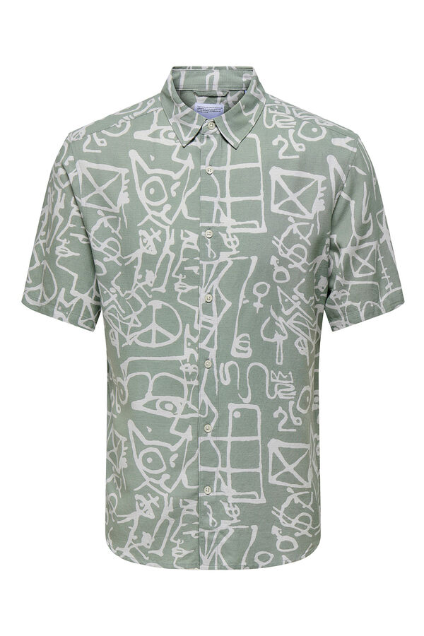 Only & Sons Camisa manga curta estampada verde