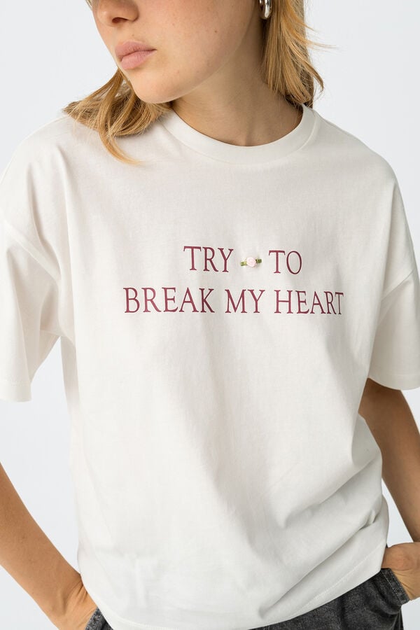 Tiffosi Young Camiseta estampada con aplique beige