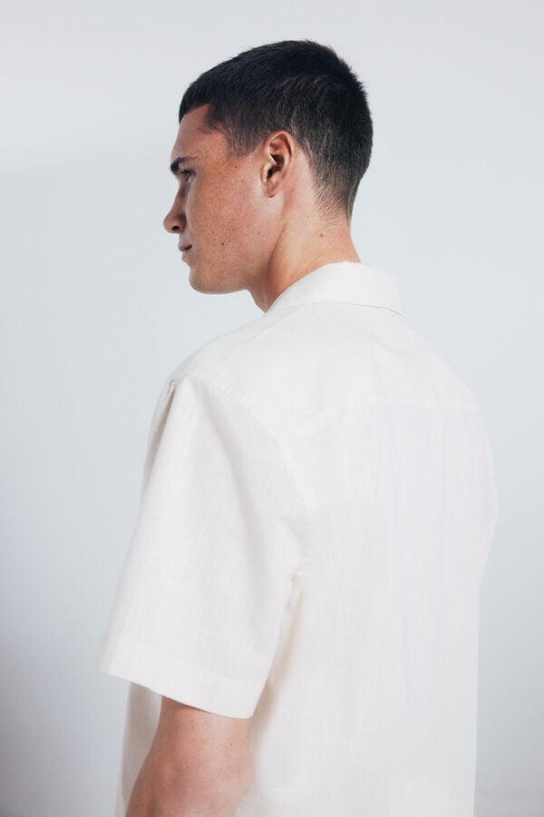 Springfield Camisa manga corta bowling bordado posicional blanco