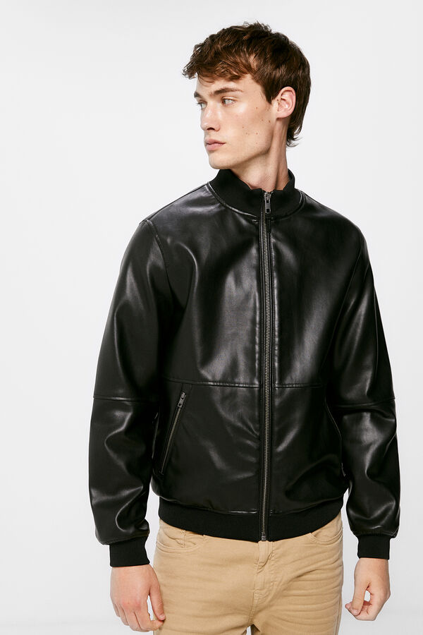 Springfield Blus&atilde;o com alto efeito pele preto