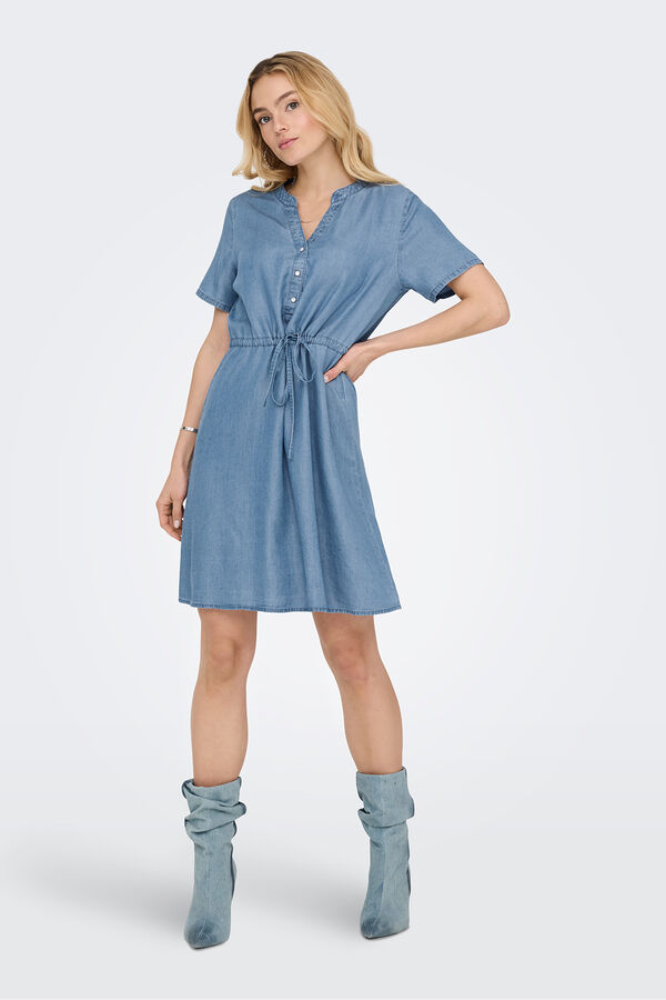 JDY Vestido curto jeans azul