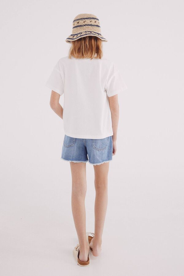 Springfield Kids Short denim bordado etnico niña azul