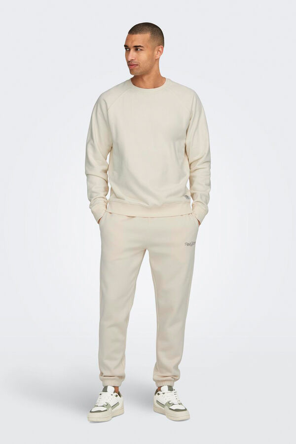 Only & Sons Sudadera de cuello redondo y print trasero blanco