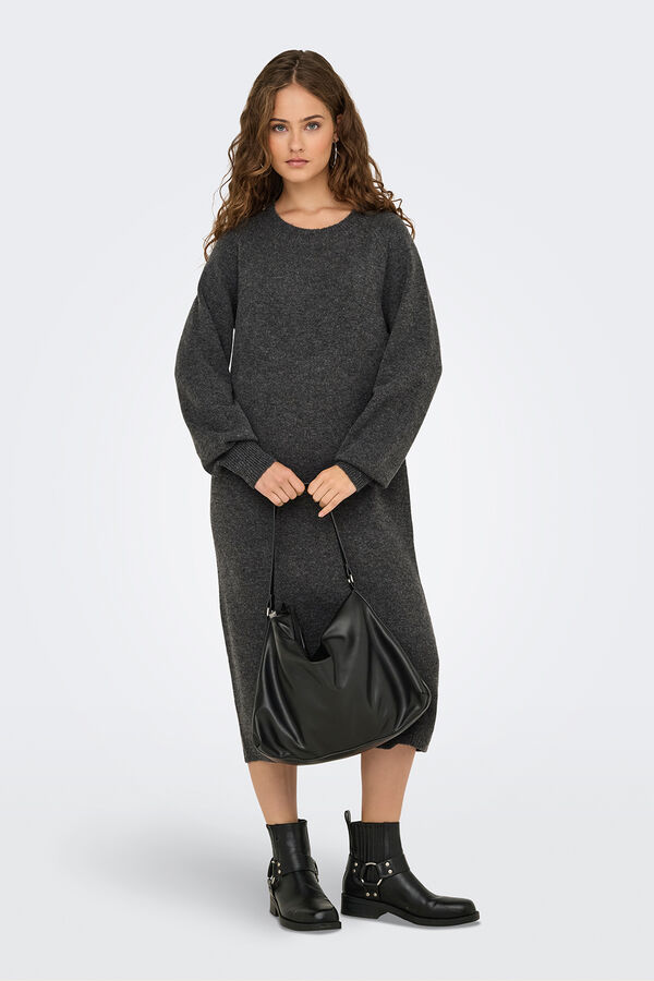 JDY Vestido largo punto gris