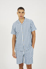 Brave Soul Camisa riscas com manga curta azul