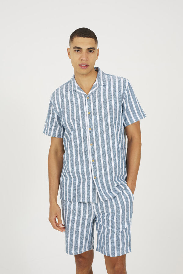 Brave Soul Camisa riscas com manga curta azul