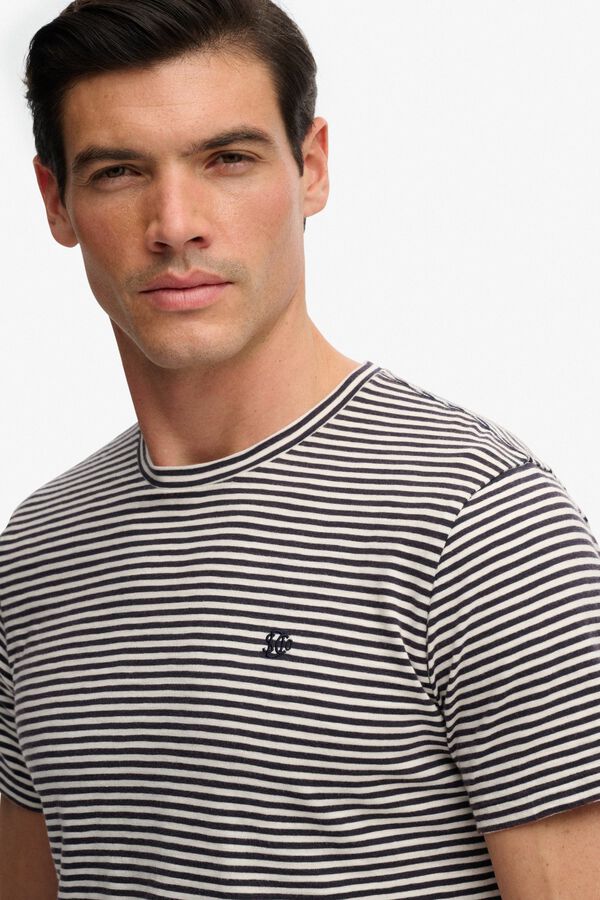 Superdry T-shirt manga curta &agrave;s riscas branco