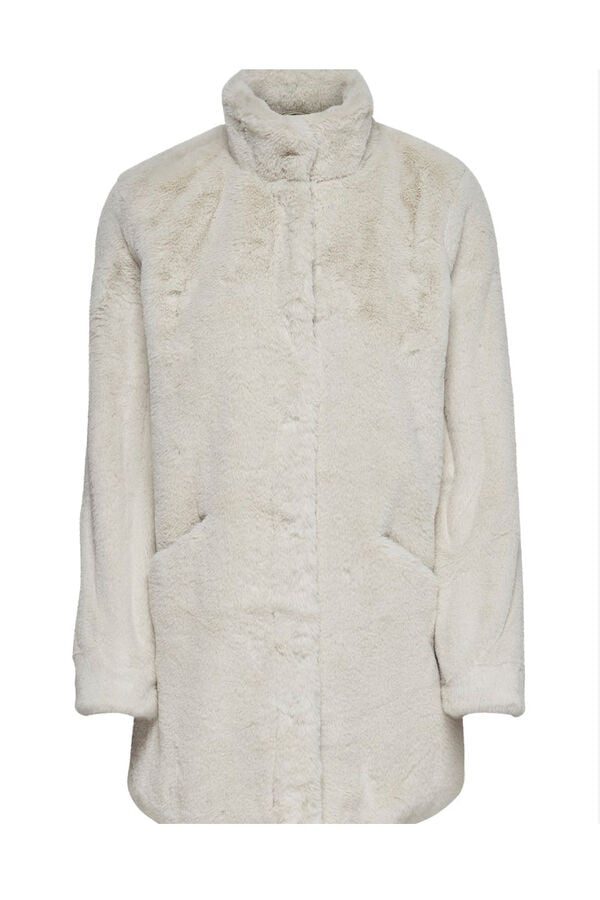 Only Abrigo de pelo sint&eacute;tico beige