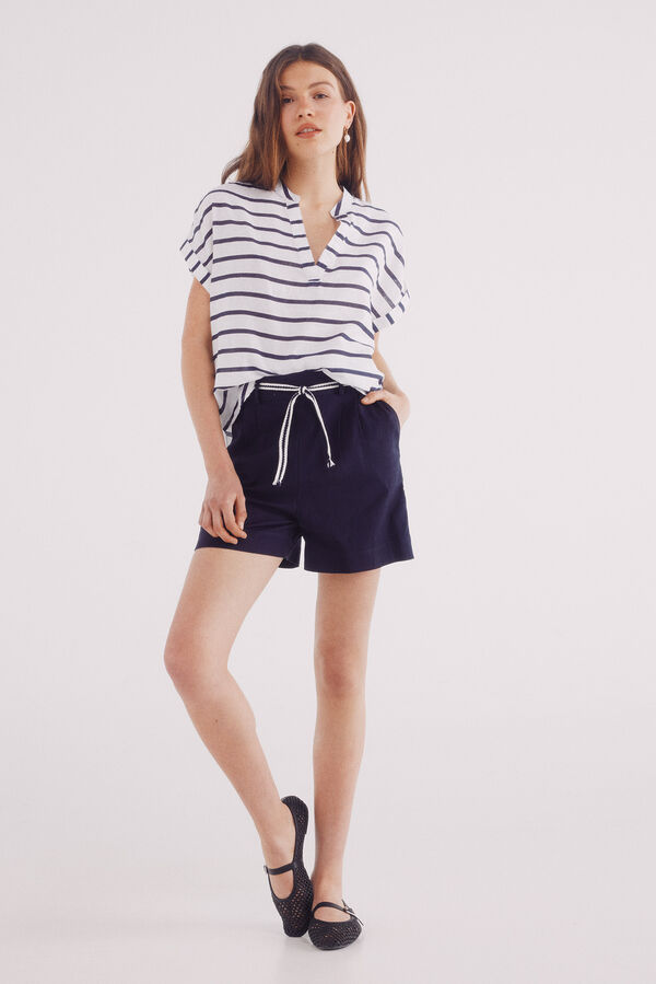 Springfield Shorts com cinto de algodão rústico estampado