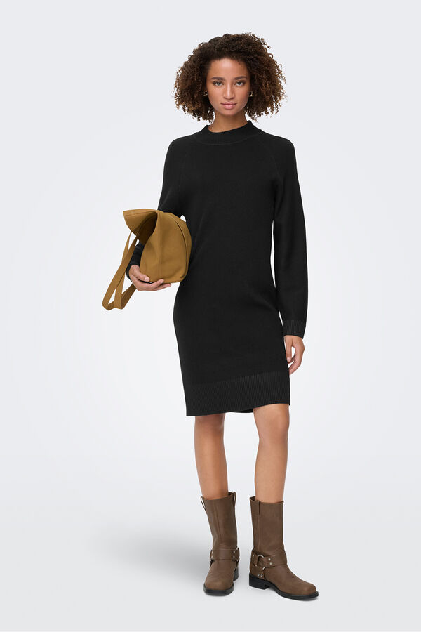 JDY Vestido curto de malha preto