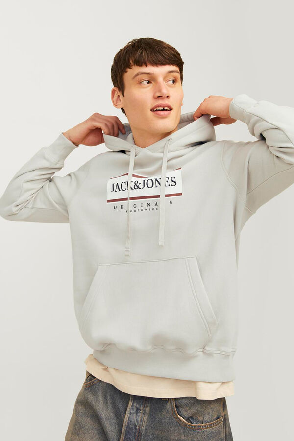 Jack & Jones Moletom com logo e Sweatshirt regular cinzento