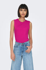 Only Top sem mangas de gola redonda vermelho