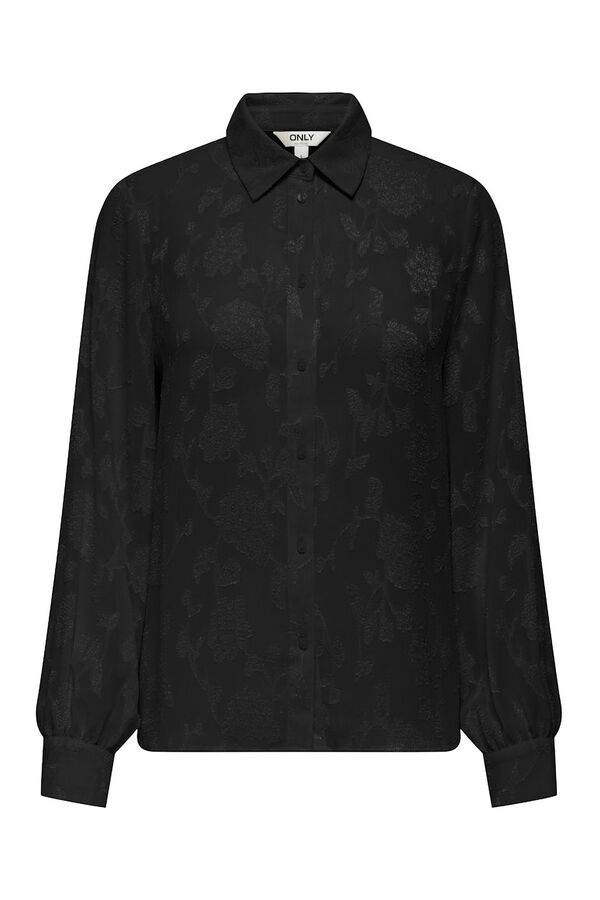 Only Camisa jacquard manga larga negro