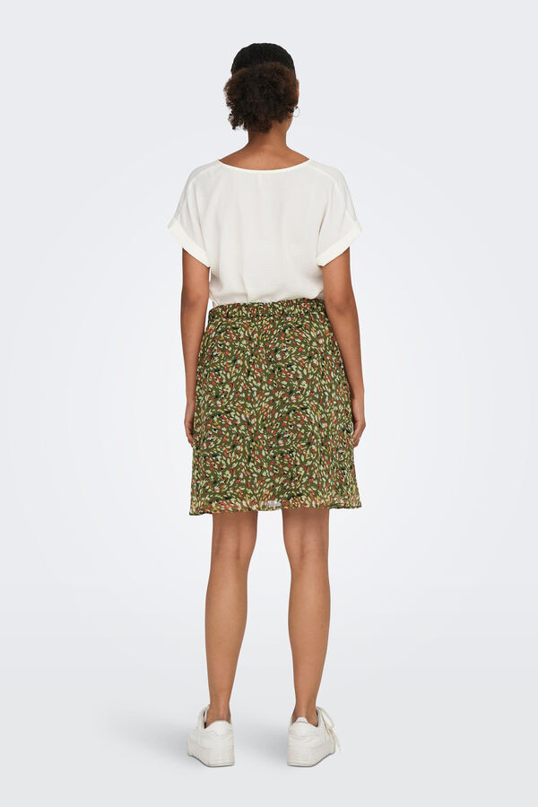 Only Saia curta estampada de gaze verde