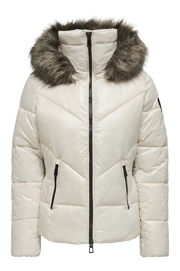 Only Casaco acolchoada com capuz cinzento