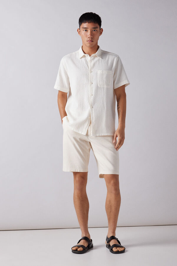 Springfield Camisa manga curta jacquard branco