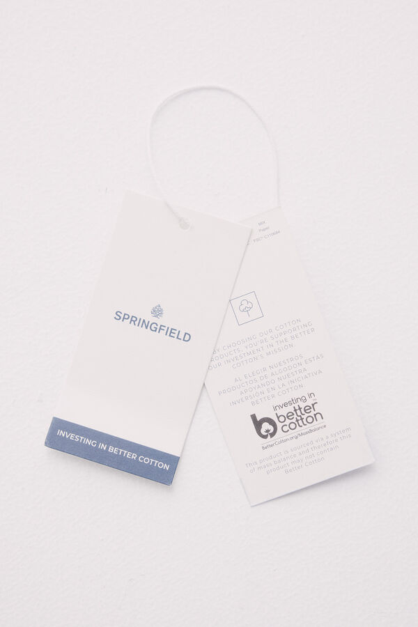 Springfield Camisa de popelina riscas de manga curta azul