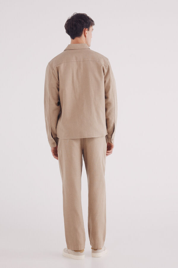 Springfield Pantalón dobby straight fit beige