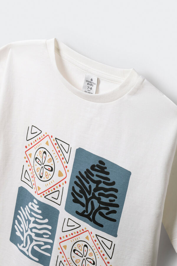 Springfield Kids Camiseta Mosaico para meninos bege