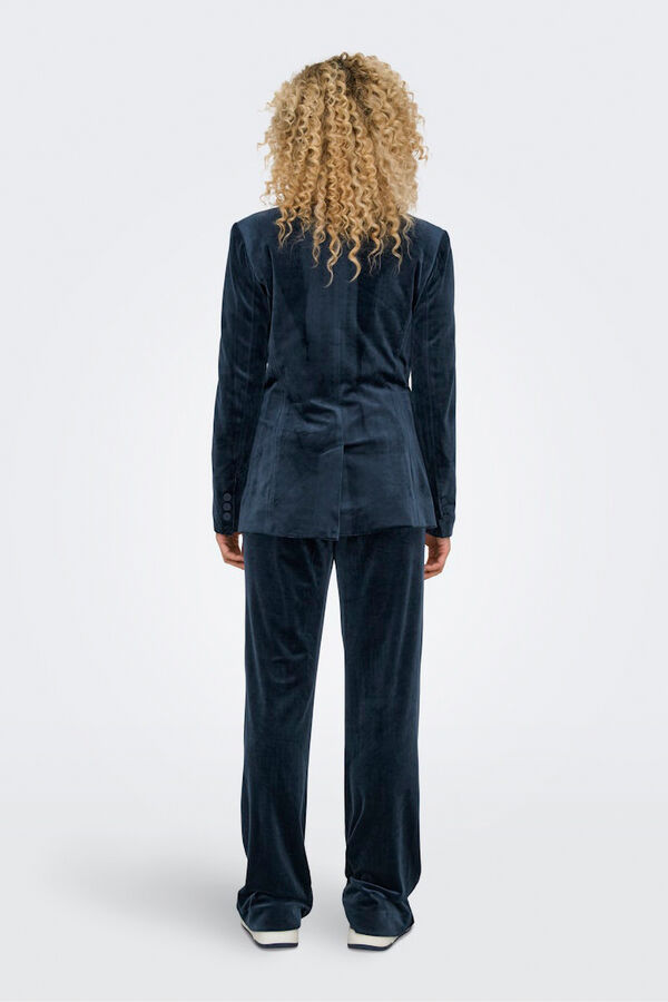 Only Blazer de veludo trespassado azul
