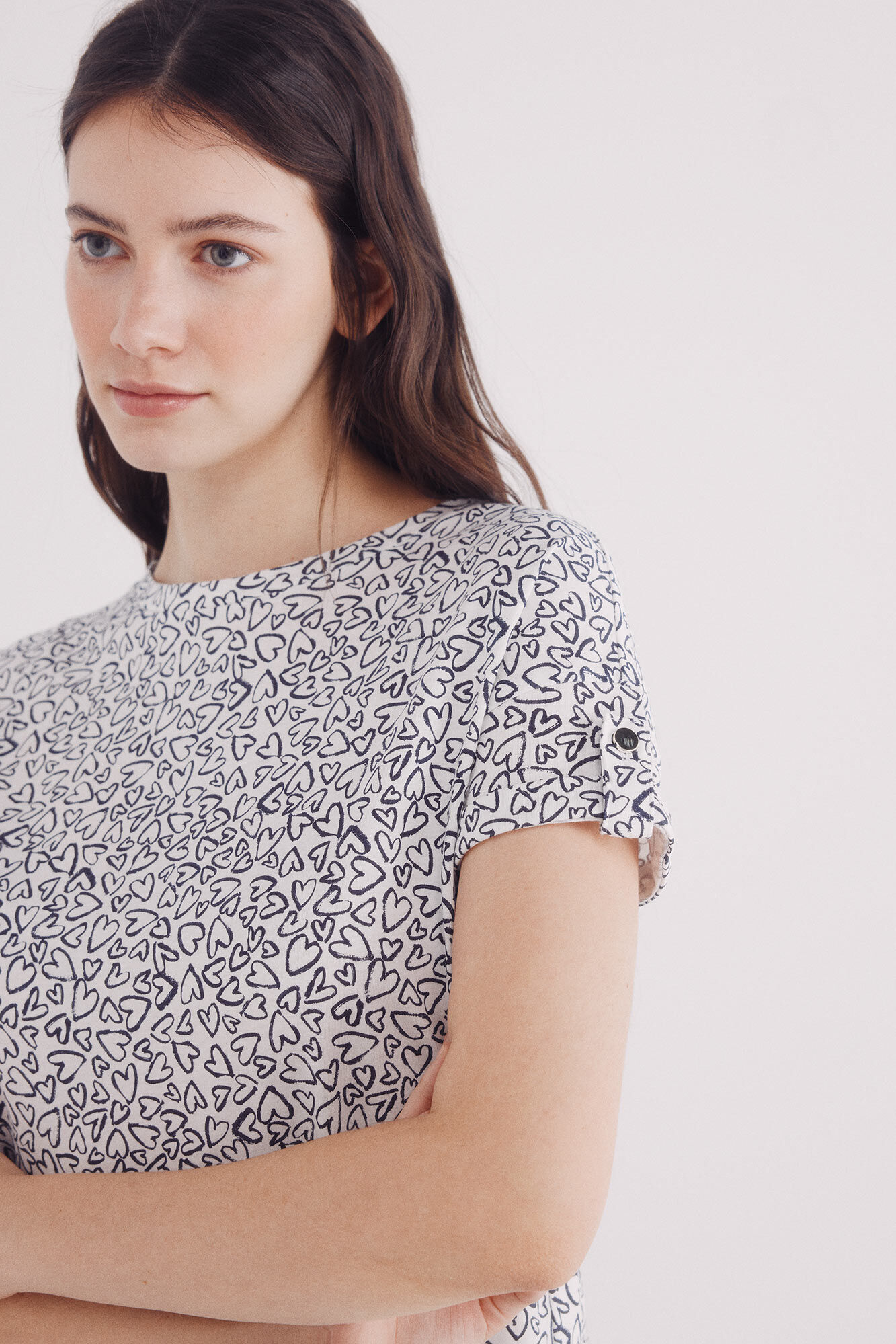 Springfield Camiseta manga vuelta trabilla estampada