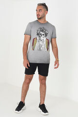 Springfield Camiseta calavera manga corta gris oscuro