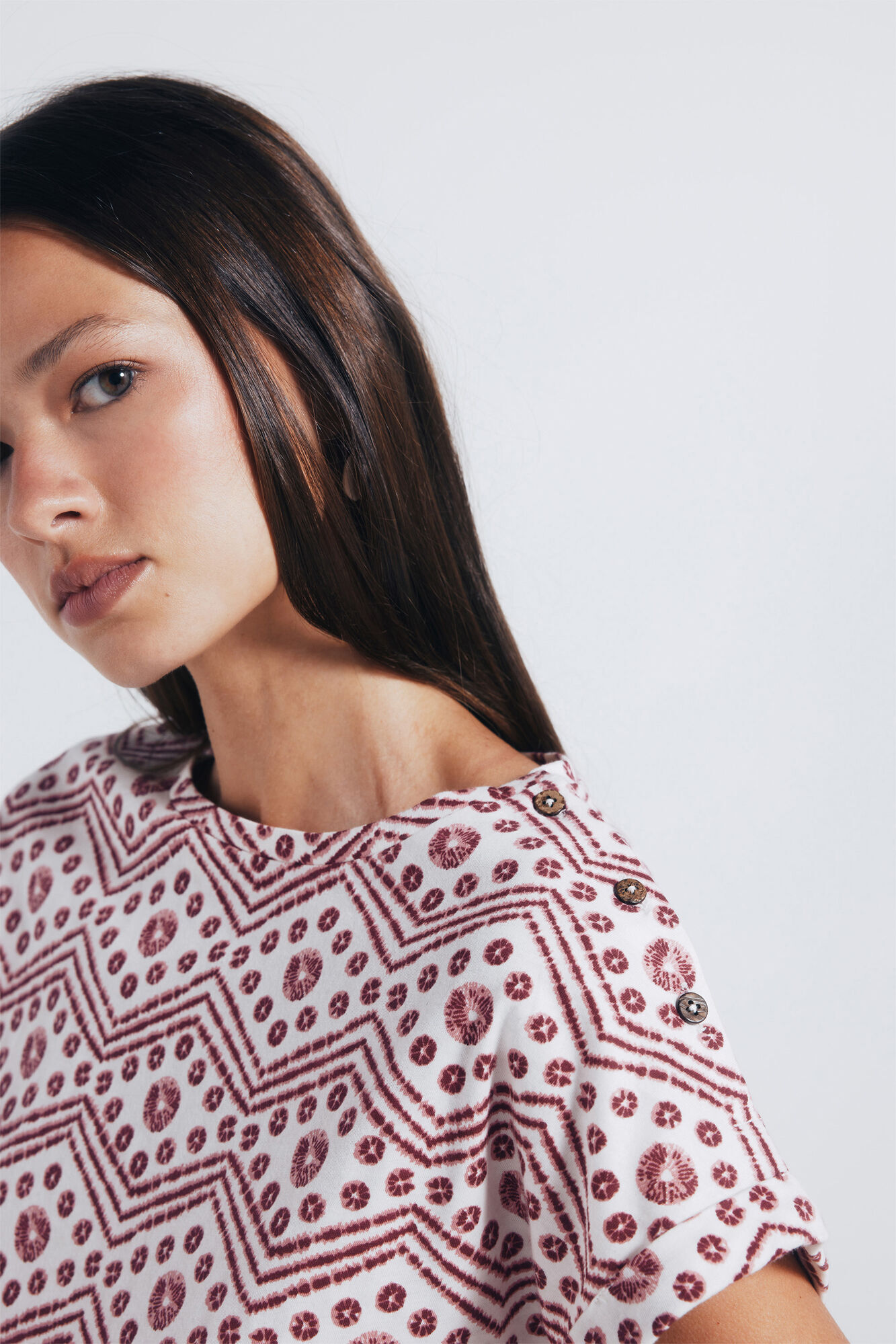 Springfield Camiseta botones hombro estampada