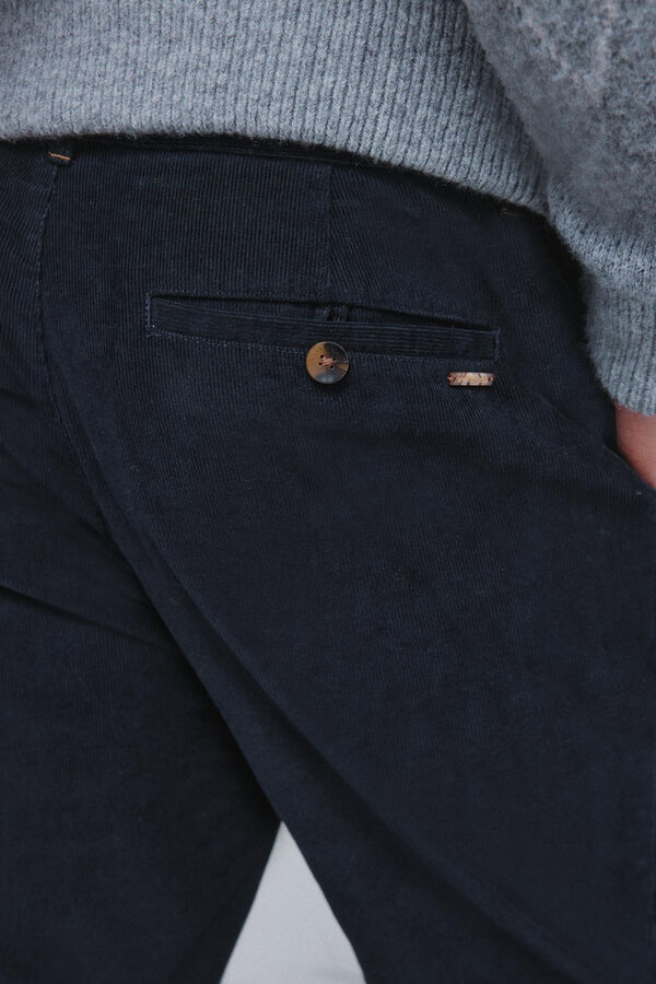 Springfield Cal&ccedil;as chino slim fit de veludo cotel&ecirc; micro azul