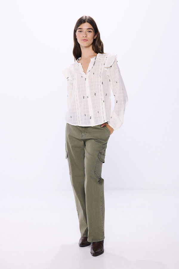 Springfield Blusa bordada la&ccedil;o estampado