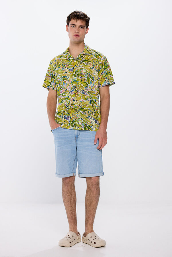 Springfield Camisa manga curta impressa viscosa bege