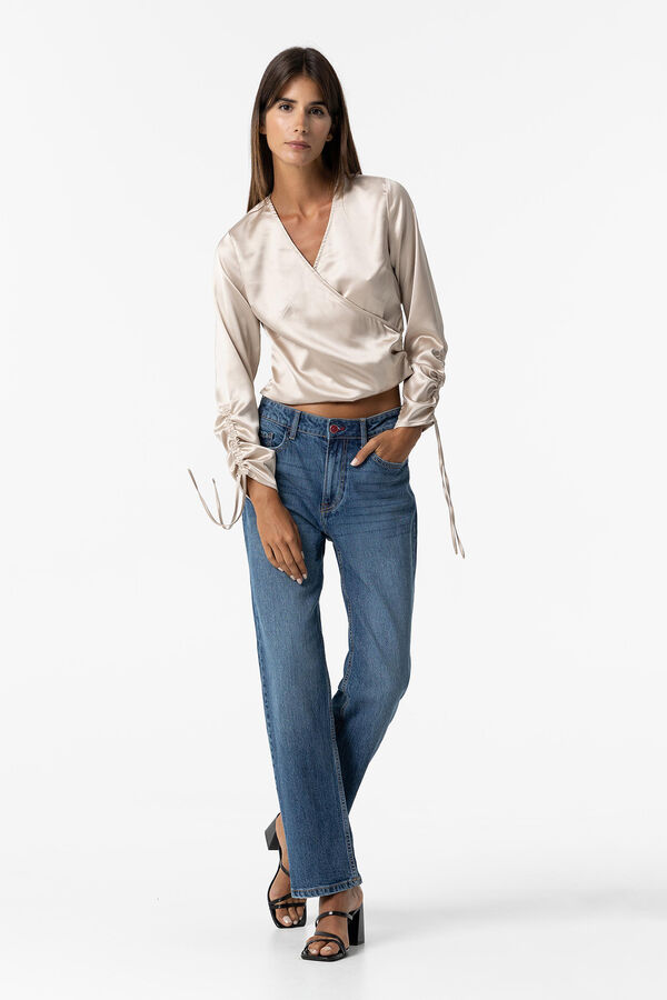 Tiffosi Blusa Cruzada Acetinada preto