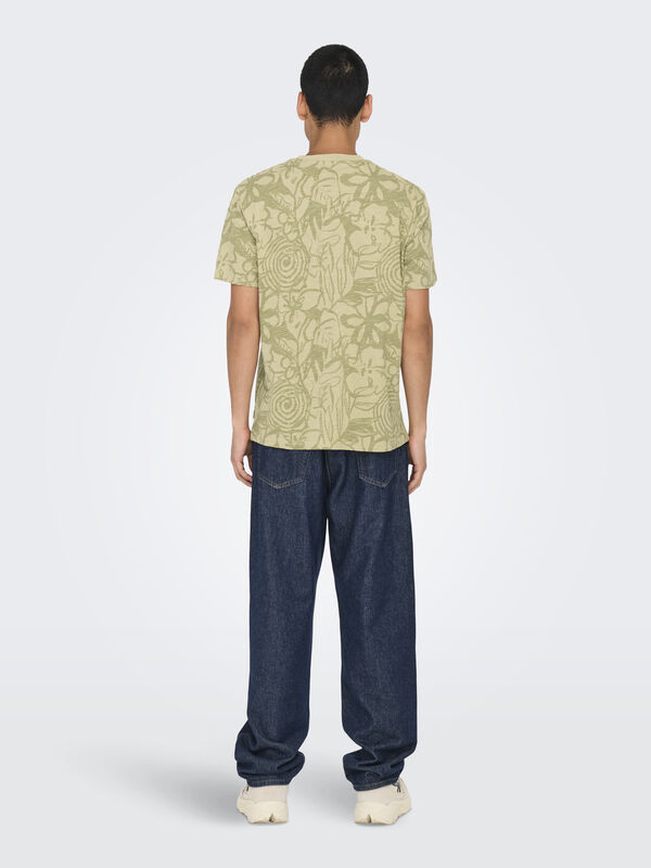 Only & Sons Camiseta manga corta estampada marr&oacute;n