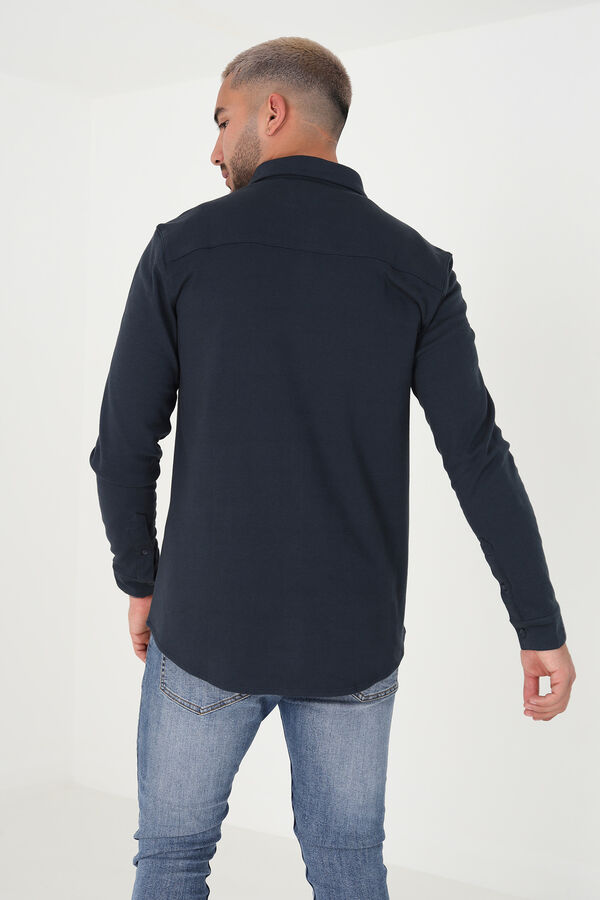 Brave Soul Camisa manga comprida com bolso azul