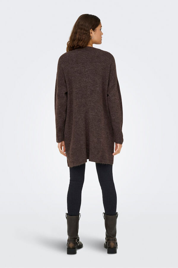 Only Casaco de malha midi aberto cru