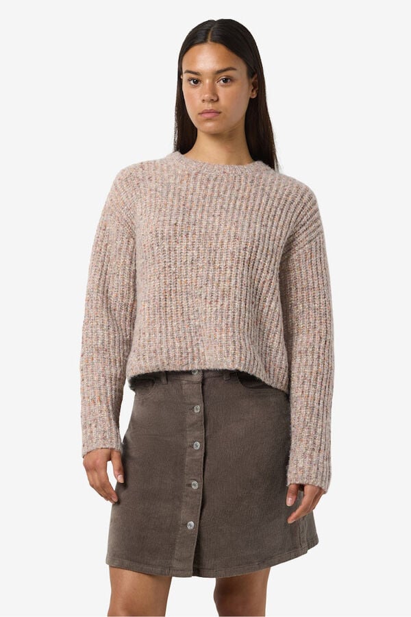 Noisy May jersey jaspeado cuello redondo gris