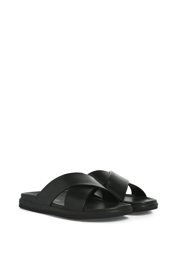 Jack & Jones Sandalia cruzada de piel negro