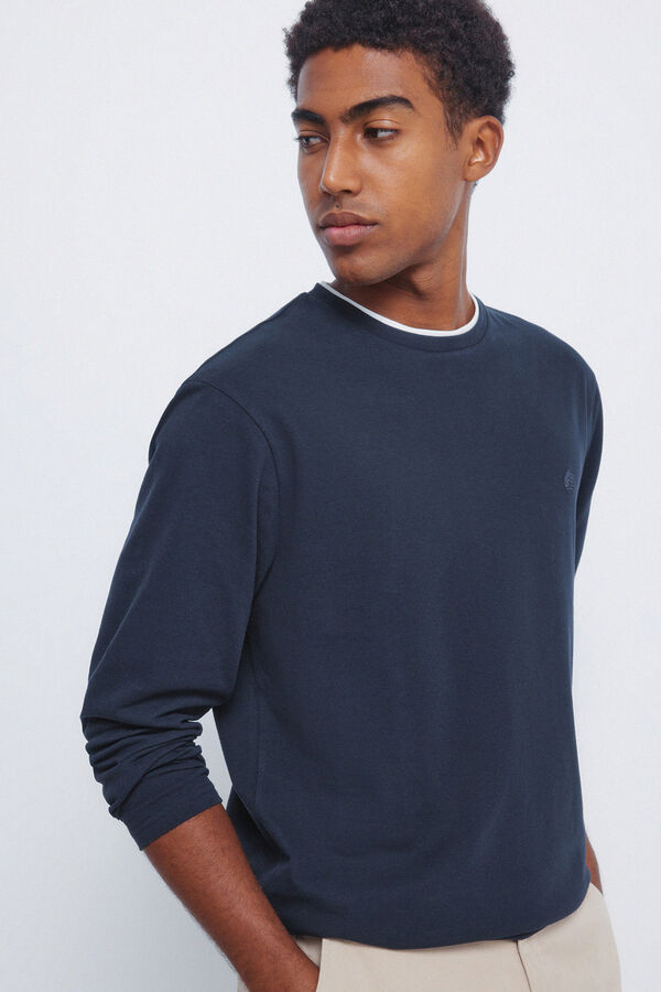 Springfield Camiseta manga larga doble melange azul