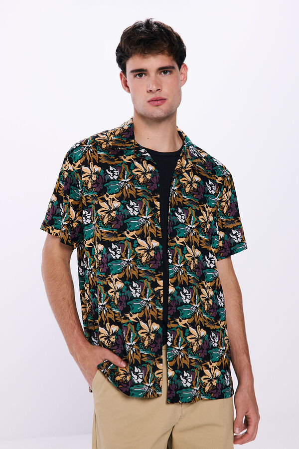 Springfield Camisa manga curta impressa viscosa cru
