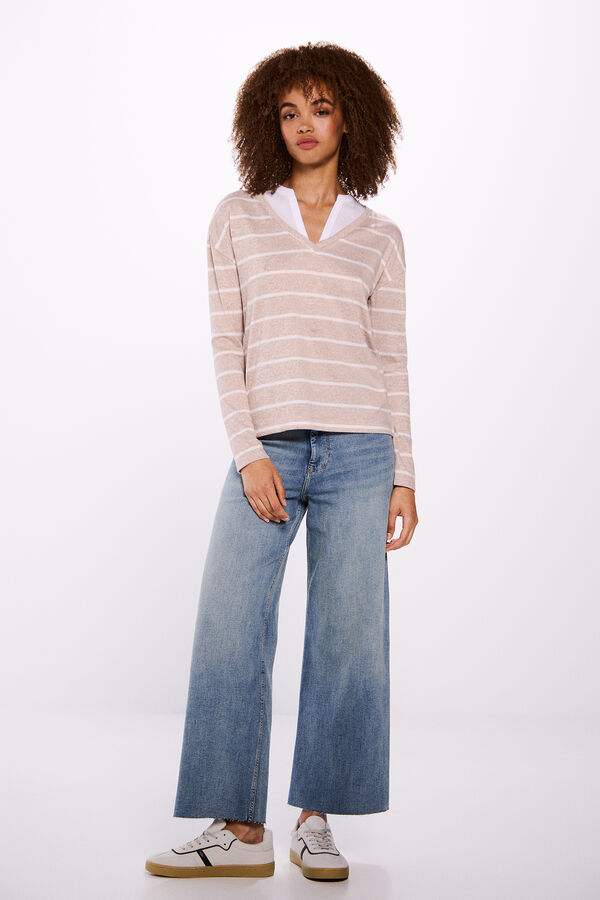 Springfield Camiseta combinada tacto suave nude