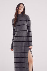 Springfield Vestido midi punto rayas gris