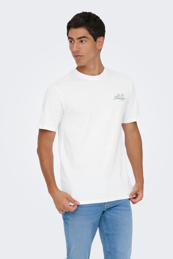 Only & Sons Camiseta dibujo frontal y trasero blanco