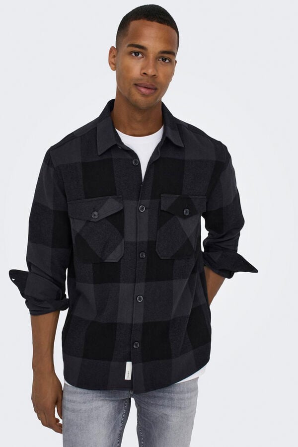 Only & Sons Camiseta xadrez regular fit azul