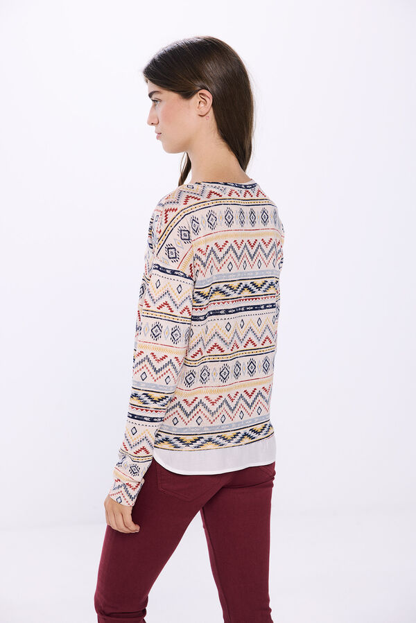 Springfield Camiseta combinada estampada cru