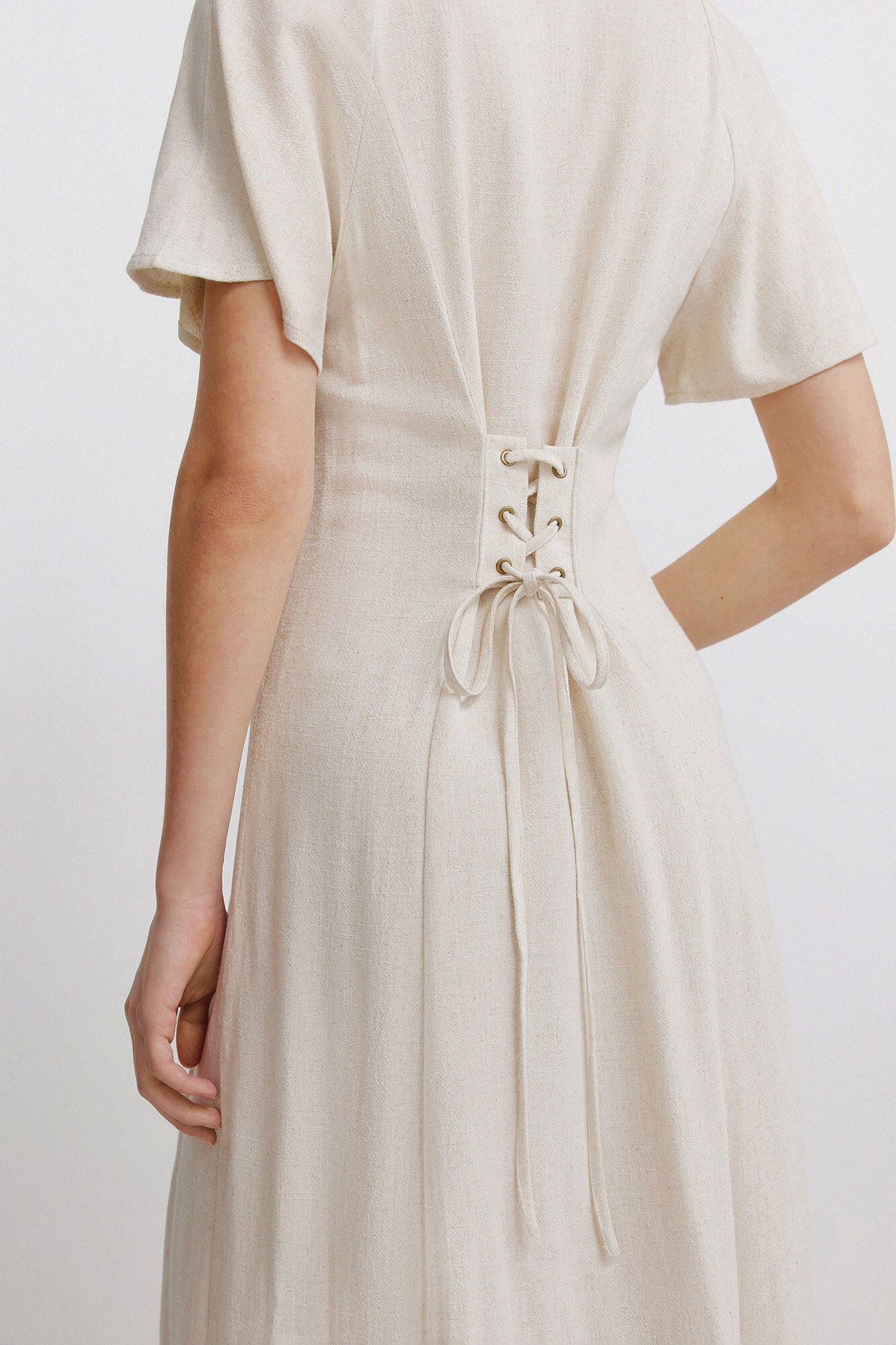 Springfield Vestido midi lino cruzado espalda