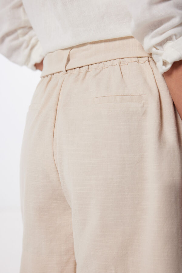 Springfield Calções cinto fivela algodão rústico branco