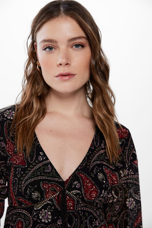 Springfield Vestido estampado curto bicos preto