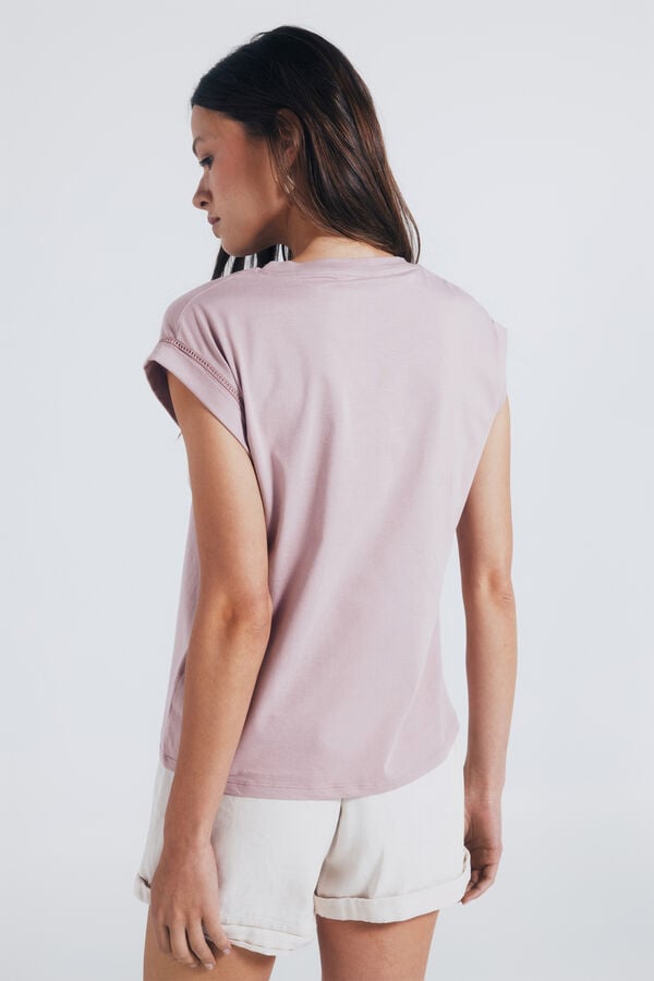 Springfield Camiseta gráfica étnica mangas lace rosa