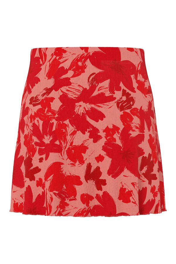 Pieces Saia mini estampada vermelho